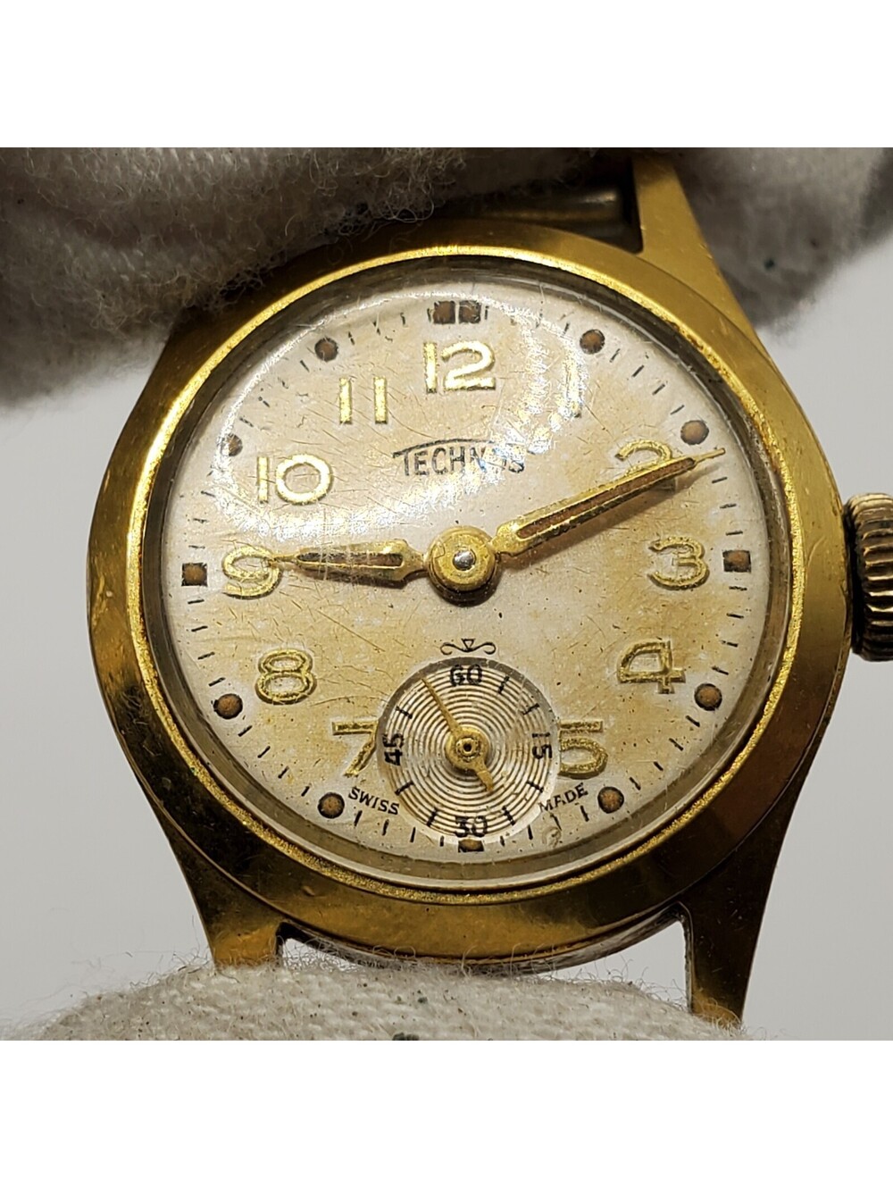 Vintage Technos Gold Filled 20 Microns Sub Dial Mechanical Watch Women Running - Picture 10 of 12